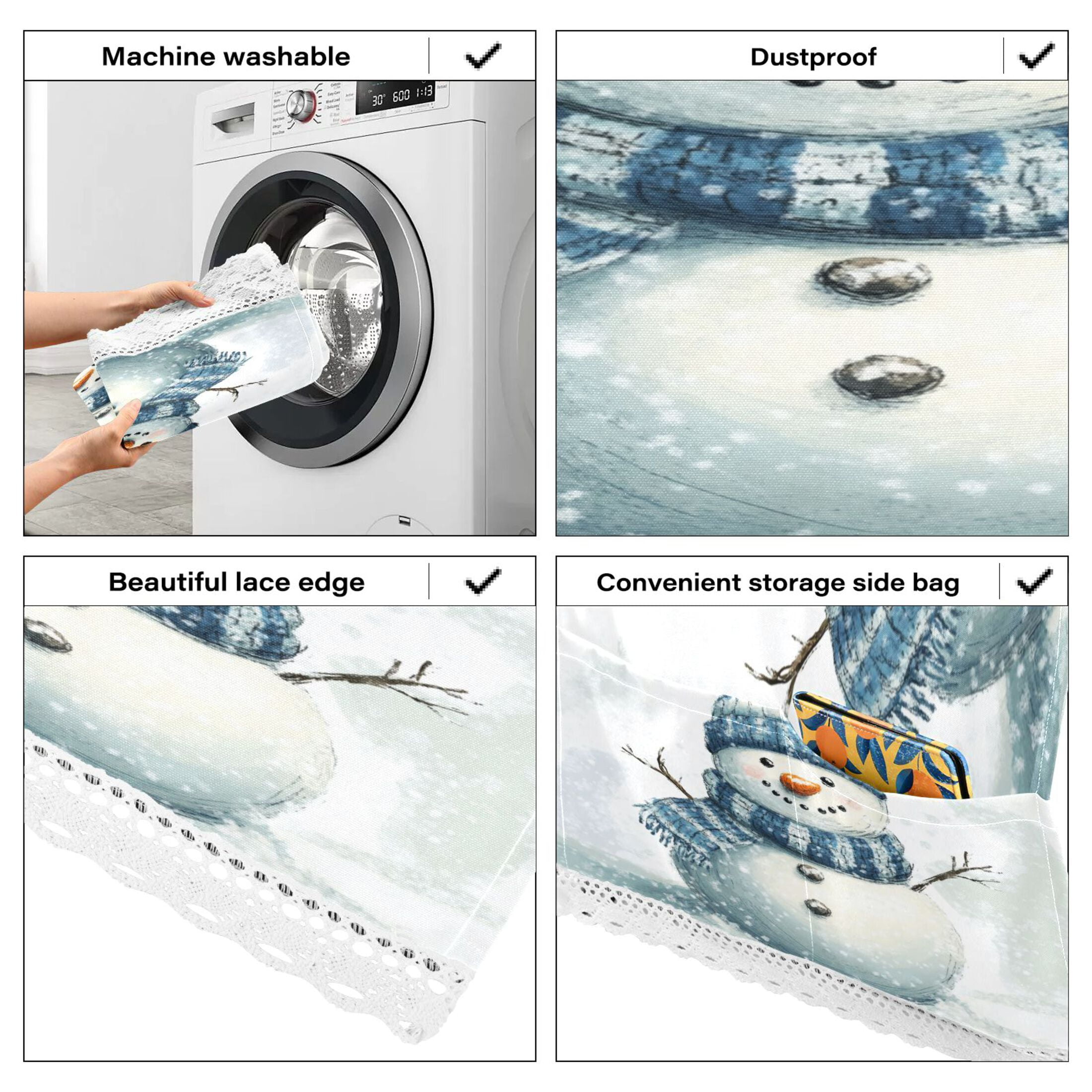 WOBOGO Snowman Wearing A Blue and White Scarf Washing Machine Cloth Dryer Refrigerator Top Cover Protective Non-Slip Mat For Kitchen Laundry