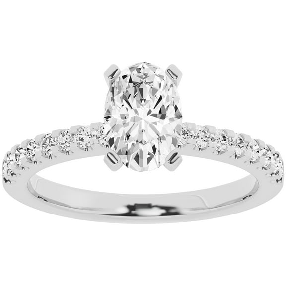 Unique Moments 1.50 Ct Diamond Solitaire With Accents Oval Engagement Ring 10k White Gold