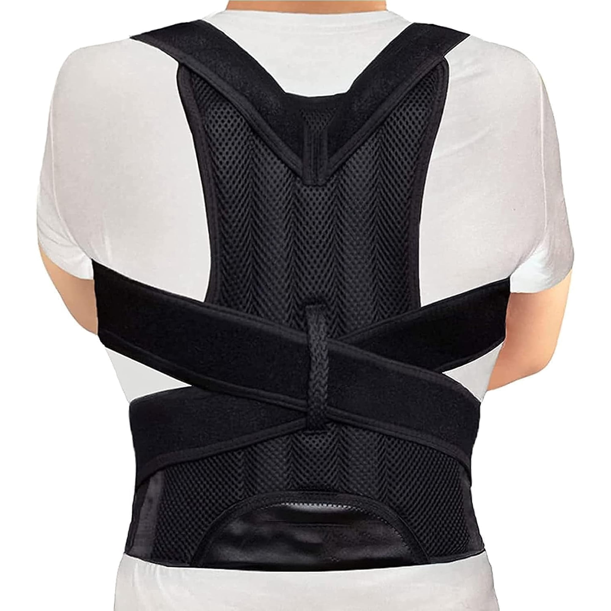 Posture Corrector for Women and Men, Adjustable Back Straightener Posture Corrector,Upper Lower Back Brace Support Belt for Men Women Body Neck Shoulder Trainer (L, Black)
