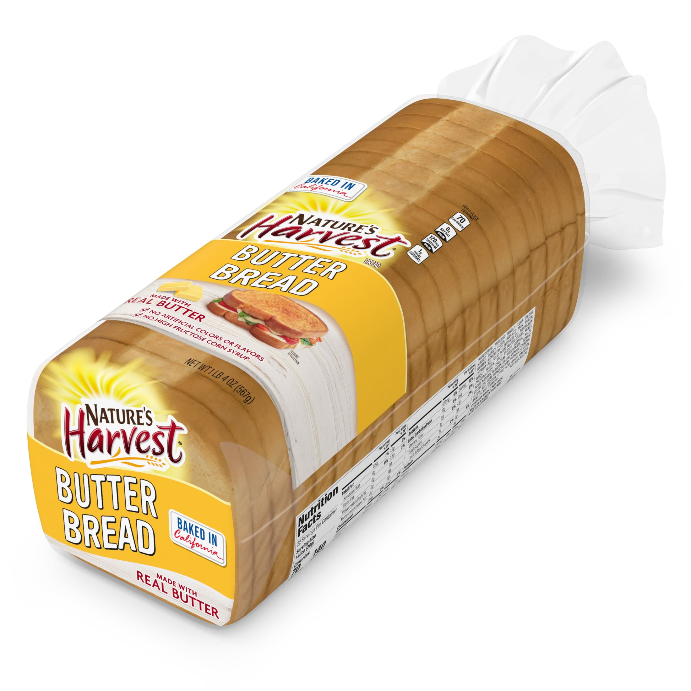 Nature's Harvest Butter Bread, 20 oz, White Bread, Bag