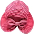 thumbnail image 2 of Nickanny's Packable Denim Crusher Sun Shade Beach Hat, Adjustable Wide Shapeable Brim Split Back, SPF UPF 50 UV Protection With Snap On Bow (Pink), 2 of 5