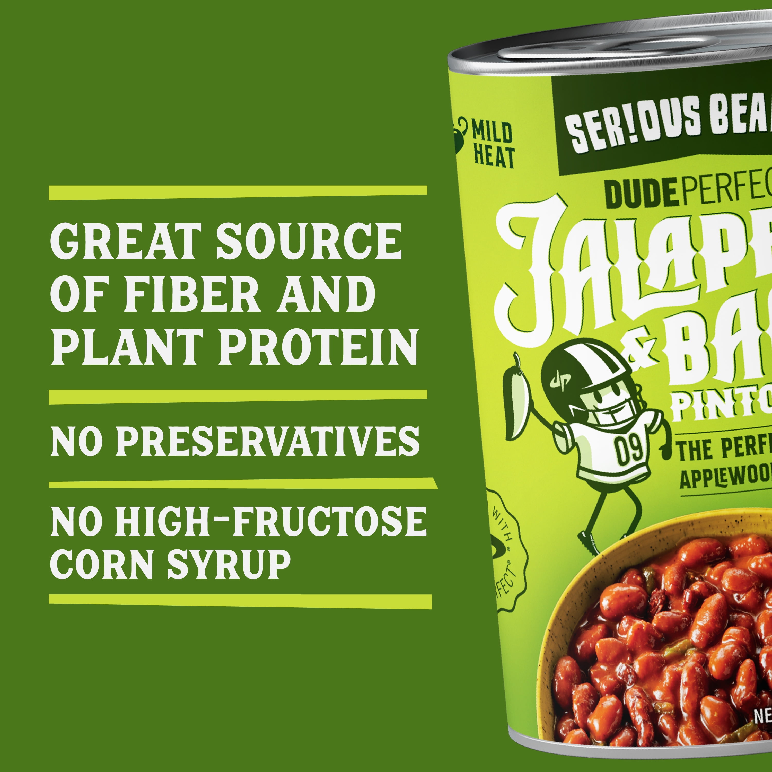 (12 Cans) Serious Bean Co Dude Perfect Jalapeno and Bacon Pinto Beans, 15.75 Oz