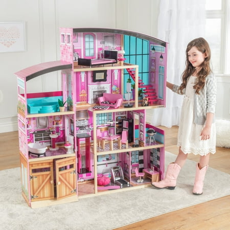 KidKraft Wooden Dollhouse Shimmer Mansion for 12 Inch (Best Dolls For Kidkraft Dollhouse)