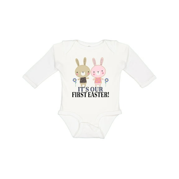 Inktastic Twins First Easter Boy Girl Boys or Girls Long Sleeve Baby Bodysuit