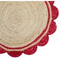thumbnail image 4 of 2 Ft Round Red & Natural Jute Premium Scalloped Jute Rug – Handcrafted Natural Braided Carpet for Living Room, Bedroom, Entryway – Boho Home Decor, 4 of 5