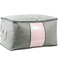 thumbnail image 1 of Bolsa de almacenamiento no tejida, almacenamiento de ropa plegable con cremallera y asa, bolsa de almacenamiento debajo de la cama para edredones, almohadas, ropa, mantas, gris, 1 of 5