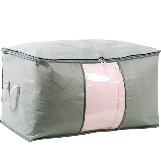 Bolsa de almacenamiento no tejida, almacenamiento de ropa plegable con cremallera y asa, bolsa de almacenamiento debajo de la cama para edredones, almohadas, ropa, mantas, gris JAMW Sencillez