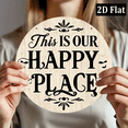 thumbnail image 4 of 1pc This Is Our Happy Place Round Metal Wall Sign - Rustic Farmhouse Decor with Black Lettering Floral Wreath, 8 Inch Diameter Art for Kitchen., 4 of 6