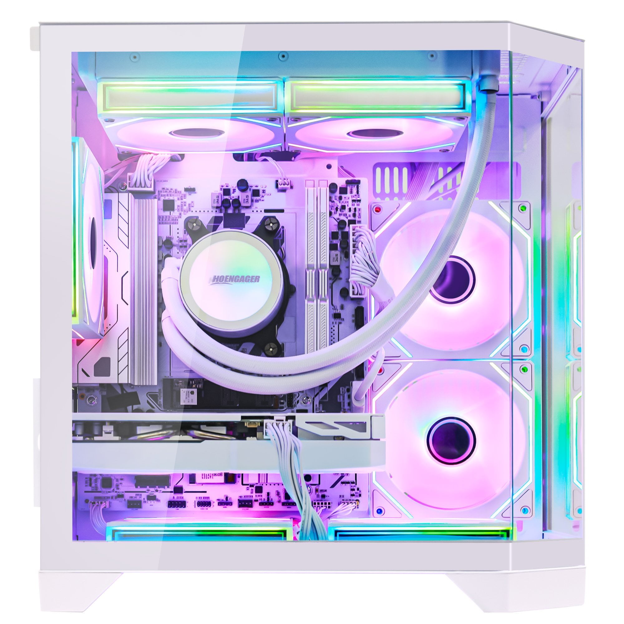 Hoengager Ocean Of Star RTX 5070 12GB Gaming PC - AMD Ryzen 7 7800X3D 8-Core 4.2GHz, 32GB DDR5 RAM, 1TB PCIe SSD, Windows 11 RGB Prebuilt Tower-White