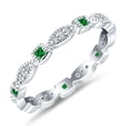 thumbnail image 3 of Full Eternity Stackable Band Ring Green Emerald CZ 925 Sterling Silver Size 4, 3 of 6