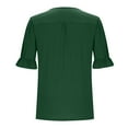 thumbnail image 6 of Aobny Cotton Women Spring Tops Loose Fit Green T-shirts Ruffle Elbow-Length Square Neck Summer Tops Women,XL, 6 of 7