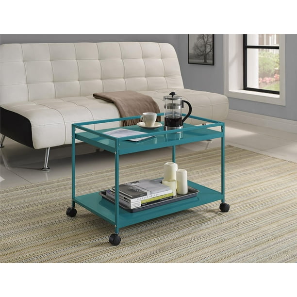 Marshall 2Shelf Rolling Coffee Table CartFinishTeal