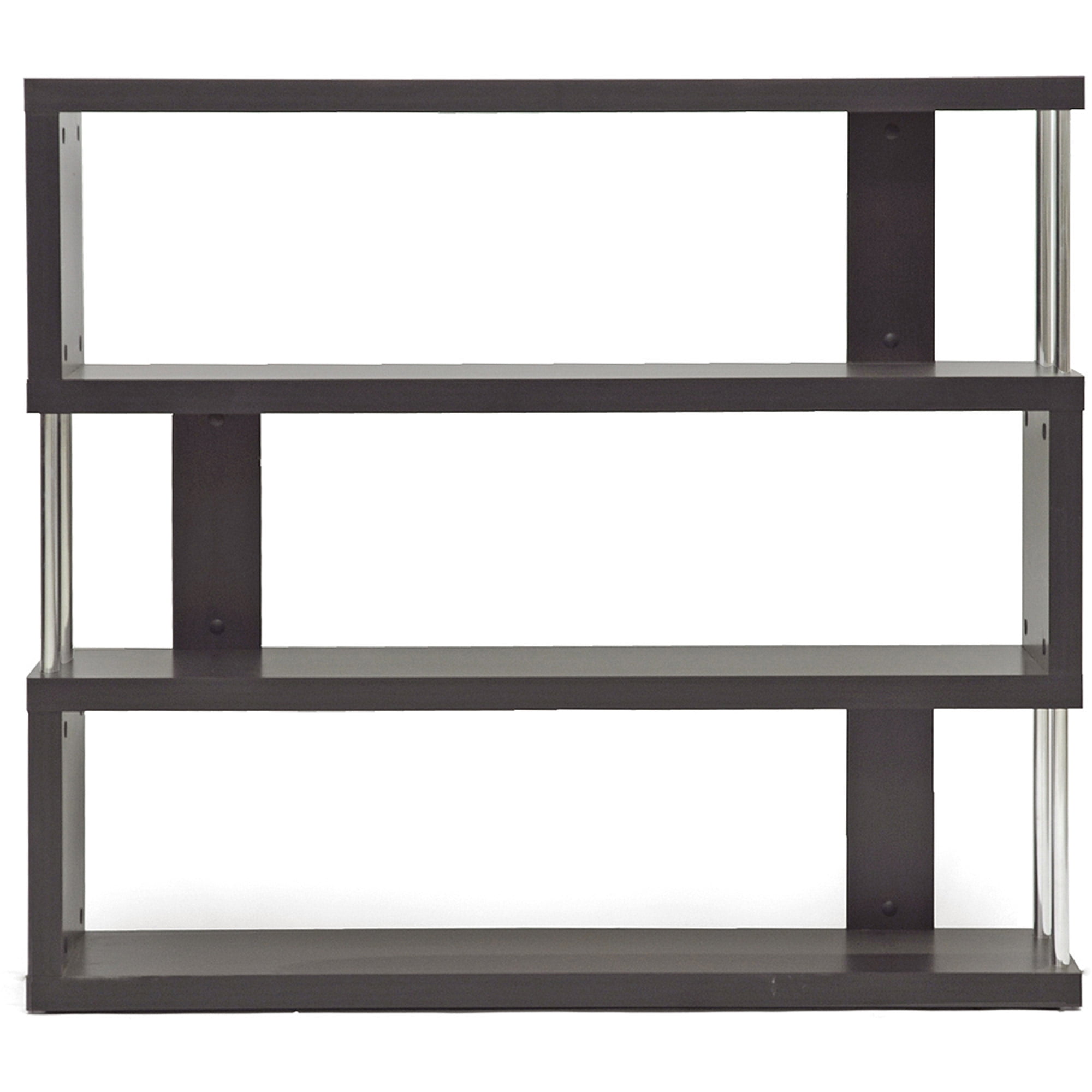 Barnes Dark Brown Three-Shelf Modern Bookcase
