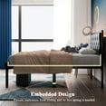thumbnail image 5 of Honfach Twin Size Metal Platform Bed Frame with Faux Leather Upholstered Button Tufted Headboard, Black, 5 of 8