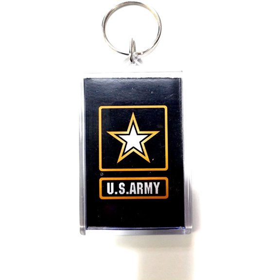 HP Industries Army 2x3 Acrylic Keychain w/1" Keyring Decal Emblem United States US Military