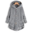 thumbnail image 4 of Buttoned Irregular Hooded Plush Top, 4 of 6