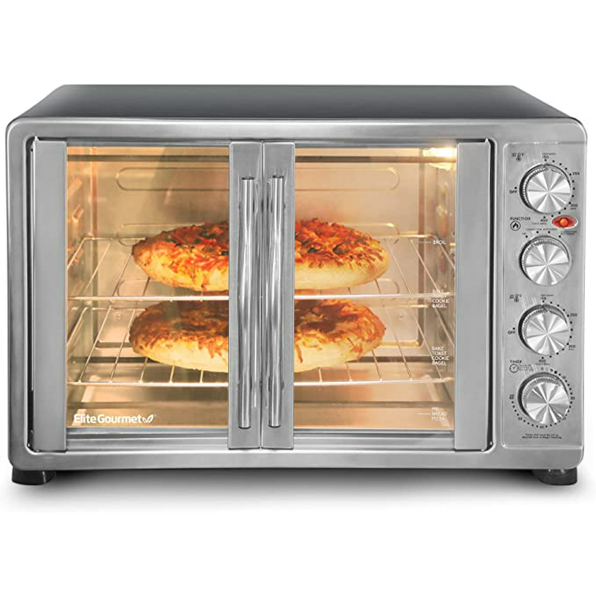 Maxi Matic Double Door Toaster Oven Rotisserie Bake Grill Broil Roast Toast Keep Warm 23L Capacity ETO 4510M stainless steel black Walmart