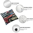 thumbnail image 6 of BANET Cars Throw Pillow Cushion Cover, Group of Nostalgic American Muscle Cars with Stars Antique Print, Decorative Square Accent Pillow Cases Set of 2 12x12in, 6 of 7