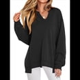 thumbnail image 1 of Sudaderas Oversize para Mujer, Camisetas de Larga con Cuello en V, Jersey Holgado, Atuendo de Otoño 2025. Negro S, 1 of 7