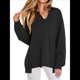 thumbnail image 1 of Sudaderas Oversize para Mujer, Camisetas de Larga con Cuello en V, Jersey Holgado, Atuendo de Otoño 2025. Negro S, 1 of 7
