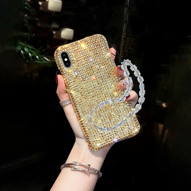Glass Light Catching Crystal Square Bead Phone Chain Phone Case Accessories Female Phone Transparent Bead Hanger