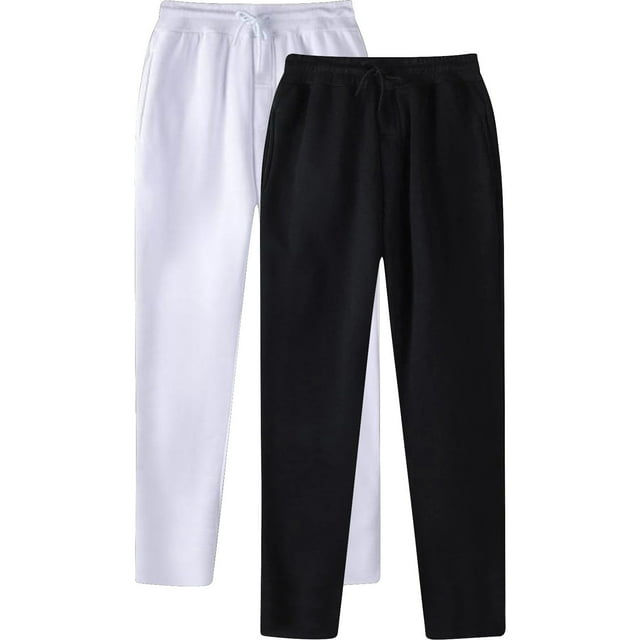 Men's Hip Hop Pants Casual Solid Color Track Cuff Lace Up Workout Pants With Pocket 2 Pcs