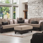 Ottomanson Luna Upholstered Tufted Ottoman, Brown
