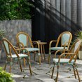 thumbnail image 2 of GDFSTUDIO Symonds Outdoor Dining Chair - Set of 4, Light Teal / White / Brown Wood, 2 of 8