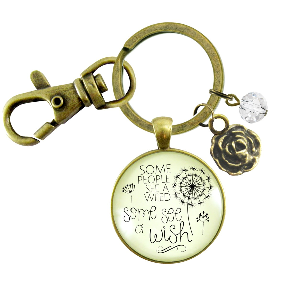 Dandelion Gutsy Goodness Bronze Keychain Some See A Wish Or Weed