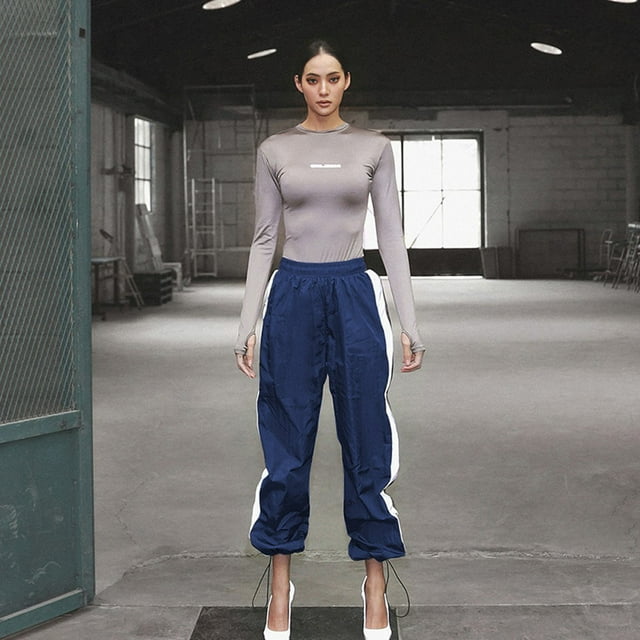 LSLJS Pantalon Tendance Hip-hop Réfléchissant pour Femmes, Pantalon de Survêtement pour Femmes