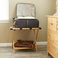 thumbnail image 2 of Household Essentials Bamboo Luggage Rack with Lower Shelf, Brown, 2 of 7