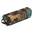 thumbnail image 2 of Hair Tool Organizer Bag with Heat Resistant Mat Removable Travel Storage Case for Hot Air Brushes Curling Irons Cheetah and Jungle Leaves, 2 of 8