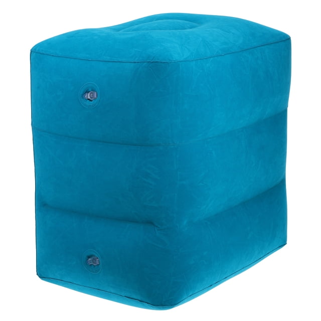 ETHZZLE Footrest for Plane Inflatable Footrest Blue Rectangular Stool for Train Travel 1Pcs