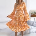 thumbnail image 2 of Wo-Fusoul Robe à Manches Longues pour Femmes, Robe Maxi d'Été Décontractée à Col en V, Robe Longue Unie, Bleu, 2 of 8