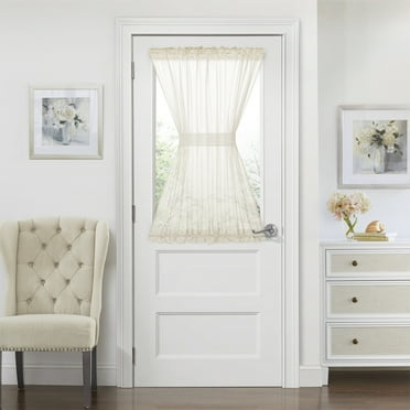 Semi Sheer French Door Curtain With Tieback (Beige, 45 in.)