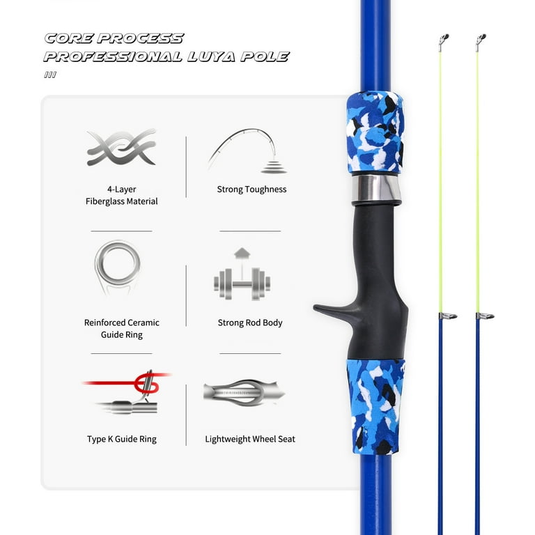 Anself Children's Fishing Pole, Telescopic Rod Reel Combo, 165cm Saltwater,  Ages 5 12
