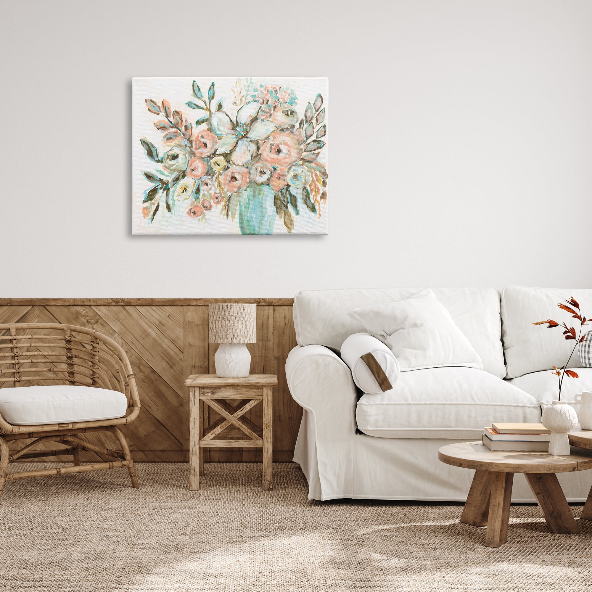 Stupell Industries Modern Peonies Arrangement Botanical & Floral Painting Gallery Wrapped Canvas Print Wall Art, 40 x 30