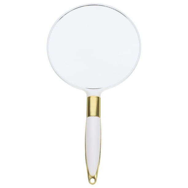 Espejo de maquillaje de mano redondo, espejo retro europeo, espejo cosmético portátil, espejo de regalo para mujeres, niñas, damas (blanco)