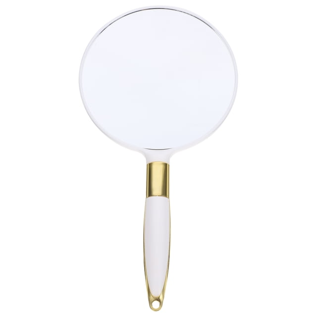 Espejo de maquillaje de mano redondo, espejo retro europeo, espejo cosmético portátil, espejo de regalo para mujeres, niñas, damas (blanco)