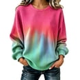 thumbnail image 3 of Ihhxva Plus Size Women's Tops Tie Dye Waffle Sweater, Oversized Long Sleeve Crew Neck Pullover, Colorful Casual Winter Top S-5XL, 3 of 7