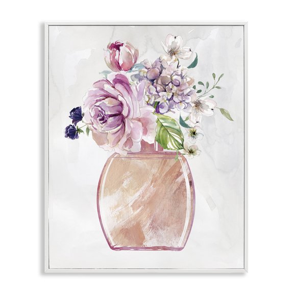 Stupell Industries Shabby Chic Chic Cottage Florals in Pink Glam Fragrance Bottle White Framed Giclee Art, 16 x 20, by Carol Robinson