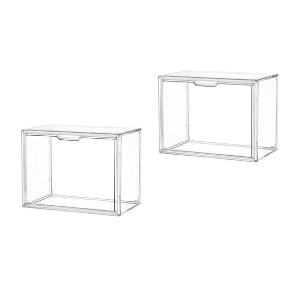 WORGEOUS 2pcs Clear Book Storage Case Magazines Display Boxes Desk Shelf Bookcase for Home Office Organizer