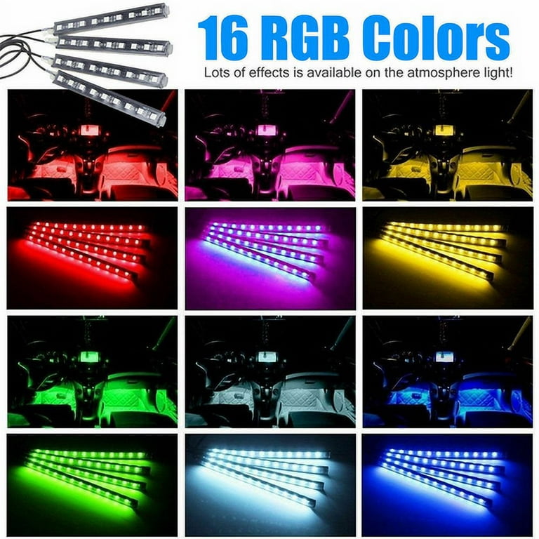 4X Luces LED For Autos Carro Luce Coche Interior De Colores Decorativas  Vehic US