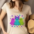 thumbnail image 4 of Cute Pastel Ghost Halloween Shirt with Glitter Effect Graphic Tee, Light Pink, Size L, 4 of 6
