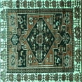 thumbnail image 1 of Ahgly Company Machine Washable Indoor Square Persian Turquoise Blue Traditional Area Rugs, 8' Square, 1 of 4