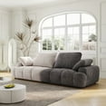 thumbnail image 3 of Modern 86.6″ Two-Seat Sofa in Beige with Grey Suede Fabric for Living Room, 3 of 12