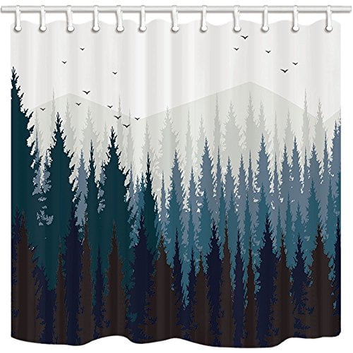 Black Forest Fog Bird Mountain Polye Details about   JAWO ZIXCOS Rustic Scenery Shower Curtain 