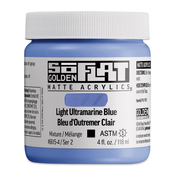 Golden SoFlat Matte Acrylic Paint - Light Ultramarine Blue, 118 ml, Jar
