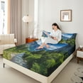 thumbnail image 4 of Manfei Smoky Jungle 4 Pieces Queen Sheet Sets for Female Men Women,Woodland Tree Ultra Soft Flat Sheet,Botanical Plants Queen Fitted Sheet,Ultra Soft Home Decor, 4 of 7