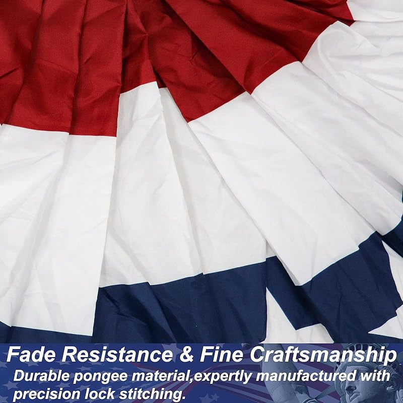 American Pleated Fan Flag,3 X1.5 Ft USA Patriotic Flag Bunting Half Fan Banner Decoration Indoor/Outdoor (4pcs)